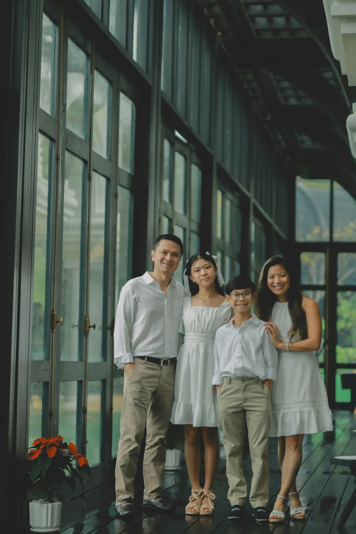 Family standing together indoors